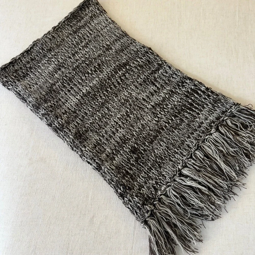 Indigo Soul Marled Knit Scarf Brown Cream‎ Fringe Acrylic Winter Accessory